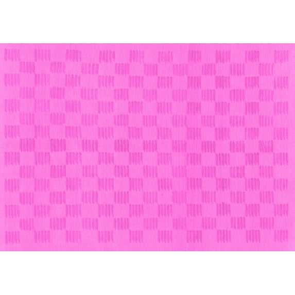 Ahgly Company Indoor Rectangle Checkered Pink Modern Area Rugs, 6' x 9'
