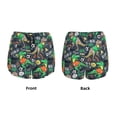 thumbnail image 5 of Vsdgher Dinosaur Plays Soccer Print Women's Running Double Layer Shorts High Waisted with Pockets Elastic Yoga Workout Athletic Gym Sports, 5 of 8