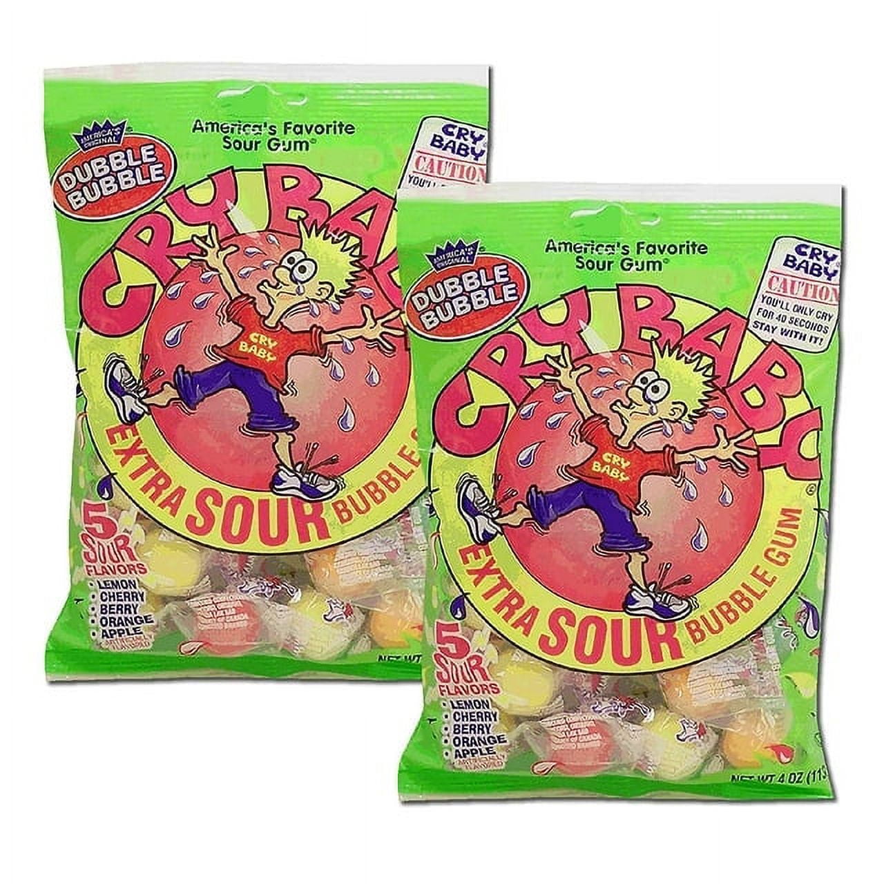 Cry Baby Nitro Sours Extra Sour Bubble Gum - 9-Ball Tube - Walmart.com