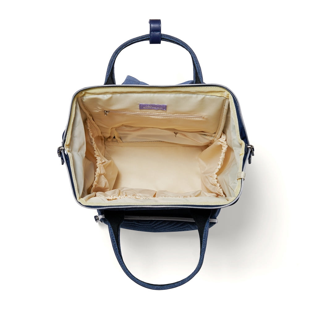Sunveno Quilted Diaper Backpack Large Capacity Diaper Bag, Navy