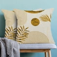 thumbnail image 2 of Boho Summer Outdoor Pillow Covers 18 x 18 Inch, Mustard Yellow Leaf Decor Throw Pillows for Couch Bed, Modern Abstract Plant Indoor Farmhouse Decorative Pillowcase Linen Cushion Cover Set of 2, 2 of 6