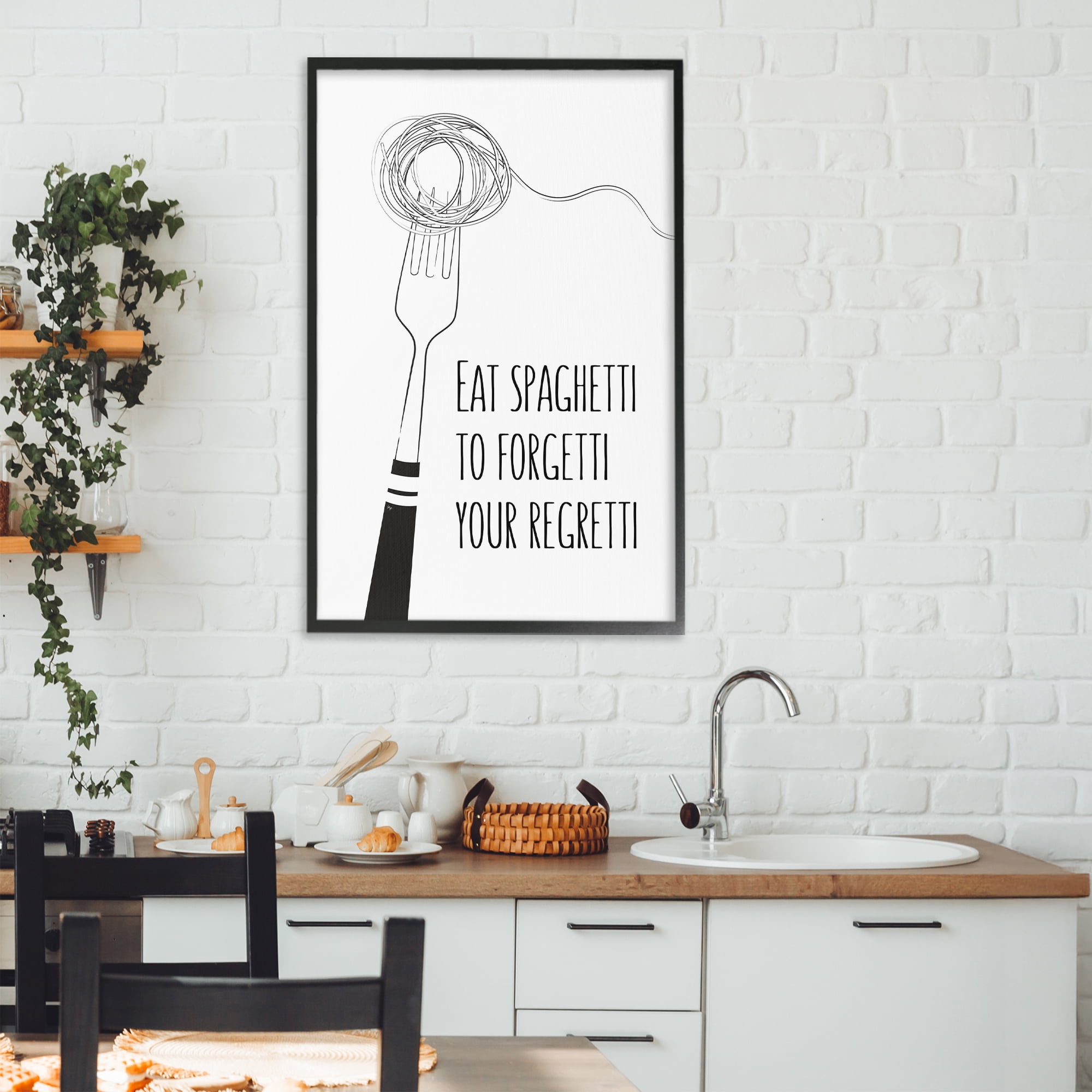 Stupell Industries Funny Spaghetti Sass Black Framed Giclee Art, design by Martina Pavlova