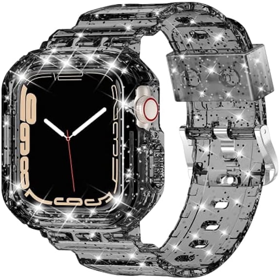 xixishop Compatible for Crystal Clear Apple Watch Bands, 49mm 46mm 45mm 44mm 42mm 41mm 40mm 38mm Bumper Case for Men Women Jelly Sport Cover Strap for iWatch Ultra 3 2 Series 11 10 9 8 7 SE 6 5 4 3