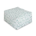 thumbnail image 1 of Flower Rectangle Pouf, Pattern with Flower Stems Blooming Springtime Simple Design Art Print, Under Desk Foot Stool for Living Room Office Ottoman with Cover, 25", Pale Blue Teal White, by Ambesonne, 1 of 4