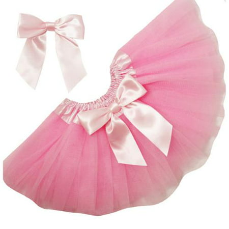 Girls Pink Tutu Skirt Satin Bow Set 0-8Y
