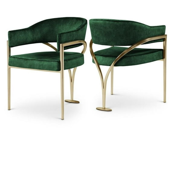 Pemberly Row Contemporary Green Velvet Dining Chair (Set of 2)