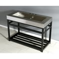 thumbnail image 2 of Kingston Brass KVSP4922A0 Kingston Commercial 49" Stainless Steel Console Sink with Steel Base (8-Inch, 3-Hole), Brushed/Matte Black, 2 of 7