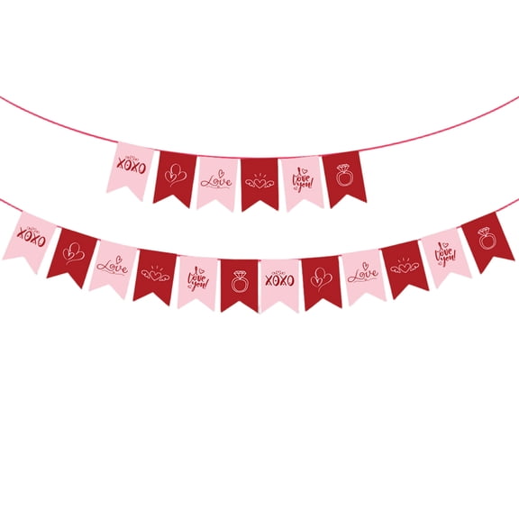 Pink Red Banner Valentine's Day Decorations Garland Pink Garland Bunting Banner Wedding Engagement Photo Prop Valentines Hanging Ornament Home Decor