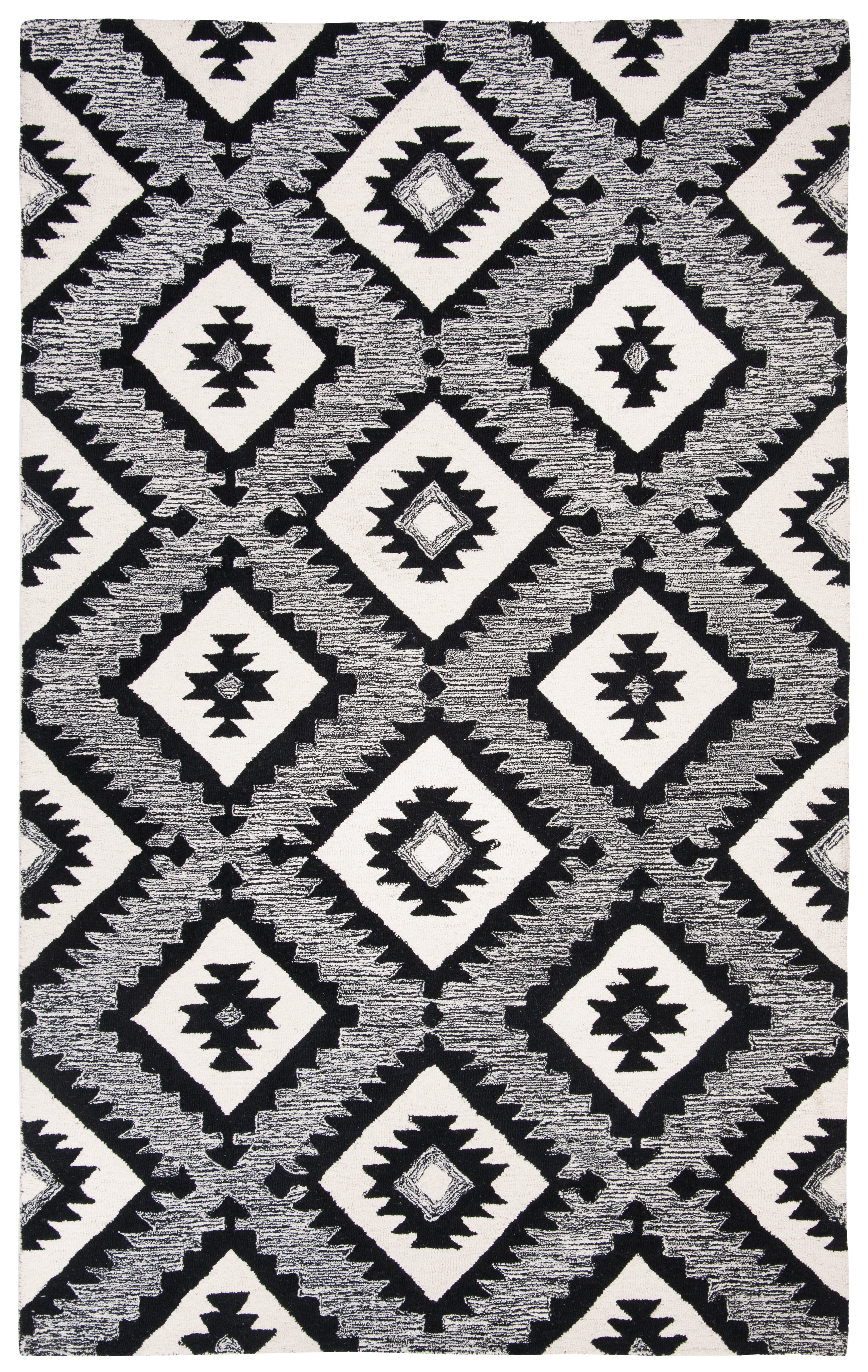 SAFAVIEH Aspen Michaelangelo Southwestern Wool Area Rug, Charcoal/Black, 6' x 9'