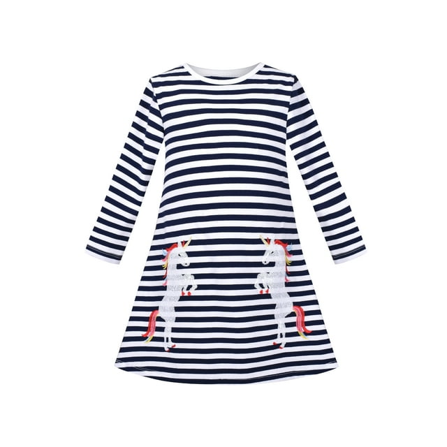 Chemise Tunique pour Filles Unicorn Brodée de Sequins Manches Longues 8 Ans