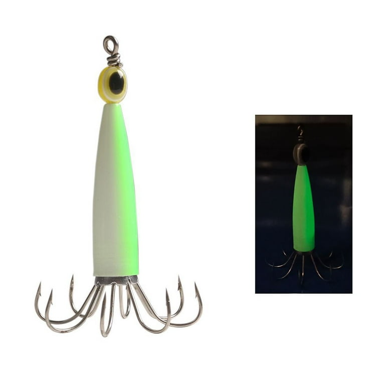 QXKE Squid Jigs Glow In The Dark Fishing Lures 8 Claws Hooks