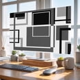 Black Grey Geometric TV Dust Cover,Stretchable TV Screen Desktop ...