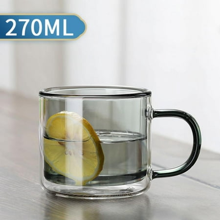 

Double Wall Glass Coffee mugs 1 Pack 9.1oz/270ml Insulated Glass Coffee Mugs Cups with Handle Coffee Cups Cappuccino Cups Tea Cups Latte Cups Beverage Glassess