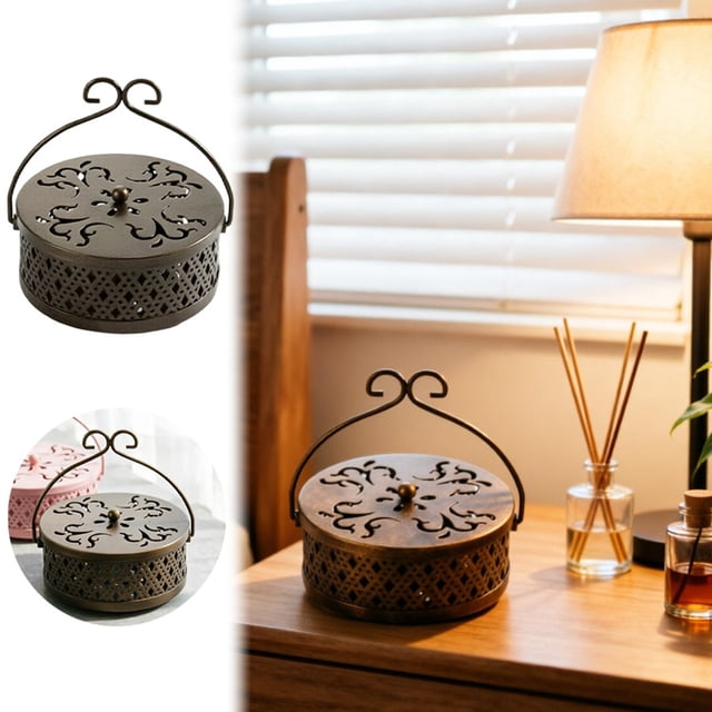 Outdor Coil Holder With Lid Scald Fireproof Incense Burner For Home Use