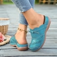 thumbnail image 4 of Mules for Women Thick Sole Orthopedic Sandals Splice Leather Closed Round Toe Hollow out Slip on Slides Walking Shoes Sky Blue Size 8, 4 of 6