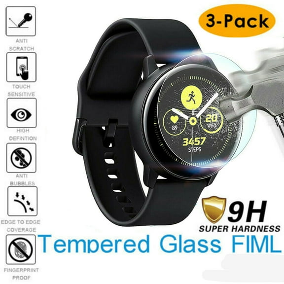 Amerteer 3Pcs Tempered Glass Screen Protector Film For Samsung Galaxy Watch Active 2 40mm Display Screen Protectors for Personal Digital Assistants
