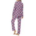 thumbnail image 4 of Diufon 2 Piece Sleepshirt Suits for Women Plaid Pajamas Set Wide Leg Nightwear Pant with Lapel Shirt Top, 4 of 6