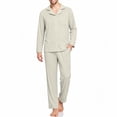 thumbnail image 2 of Samdudou Mens Pajamas Set Long Sleeve Button Down Sleepwear Classic Notch Collar Solid Two Piece Lounge Suit Pjs for Home Working Remote and Weekend Resting Time, 2 of 9