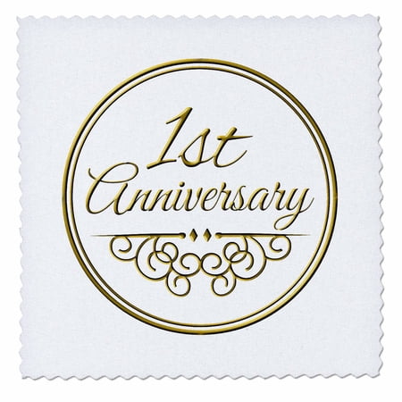 3dRose Gift For 1st Anniversary – Gold Text For Celebrating Wedding Anniversaries 1 – First One Year Together 8×8 inch quilt square