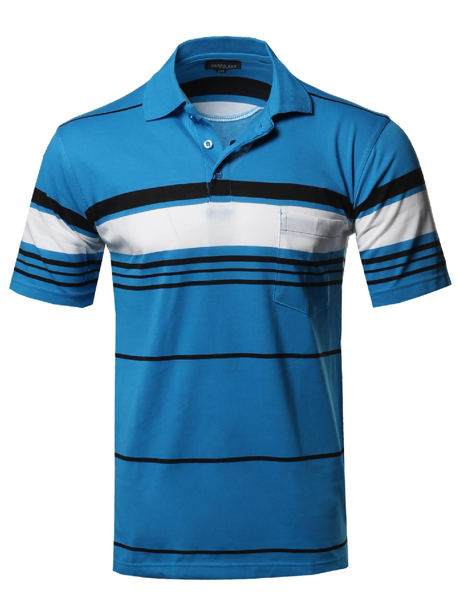 FashionOutfit Men's Basic Everyday Stripe Chest Pocket Polo T-Shirt ...