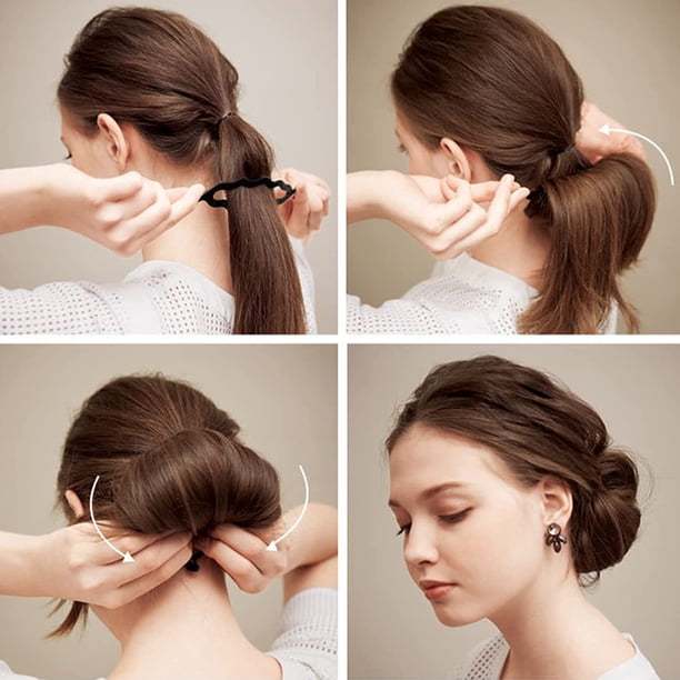 6 horquillas de plástico negro para hacer moños de pelo para mujeres, moños para el pelo, para hacer moños torcidos, para hacer trenzas de donas para el cabello, moño hábil para el cabello, herramientas para el cabello para mujeres, niñas ZefeiWu 8390615030649