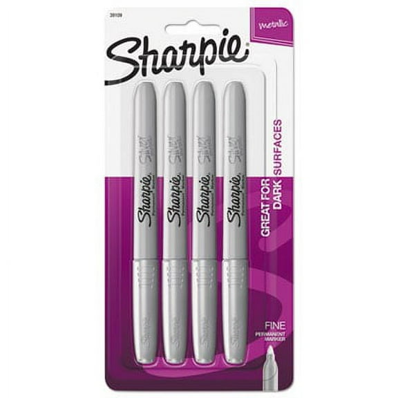 2PK Sharpie 39109PP Metallic Permanent Marker, Metallic Silver, 4/Pack
