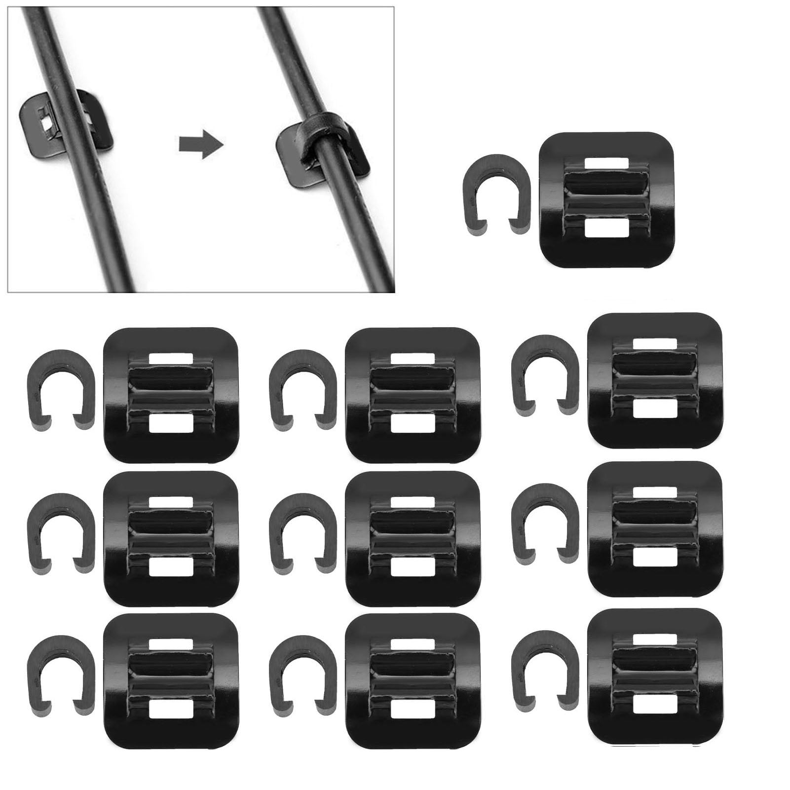 Cable Guide,10Set Bike Cable Base Guide Bicycle Brake Cable Line Fixed Base with C‑Clips Buckle