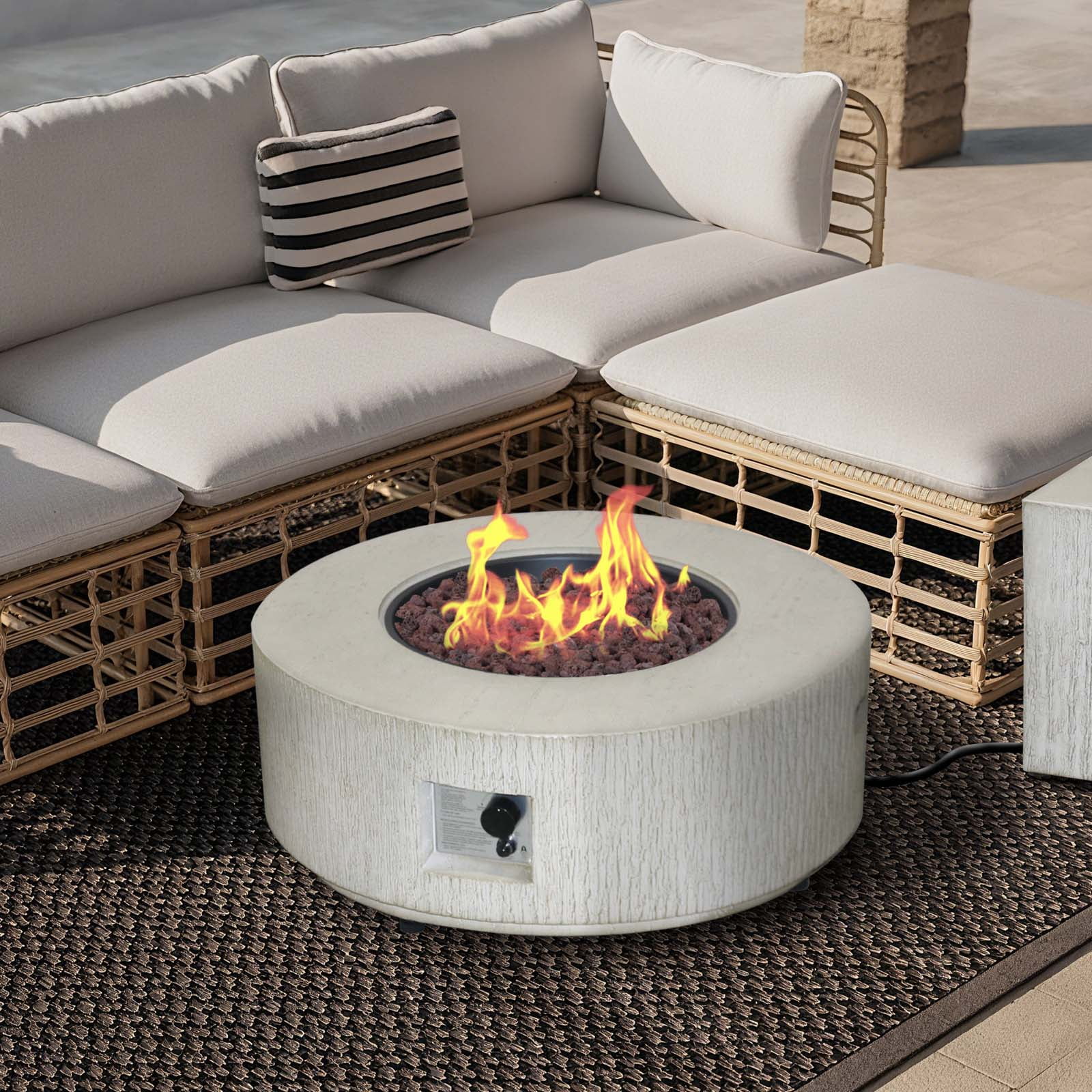 Afterglow Firepits All Terrafab External Gas Tank for Outdoor Use Round 50000Btu, Gray