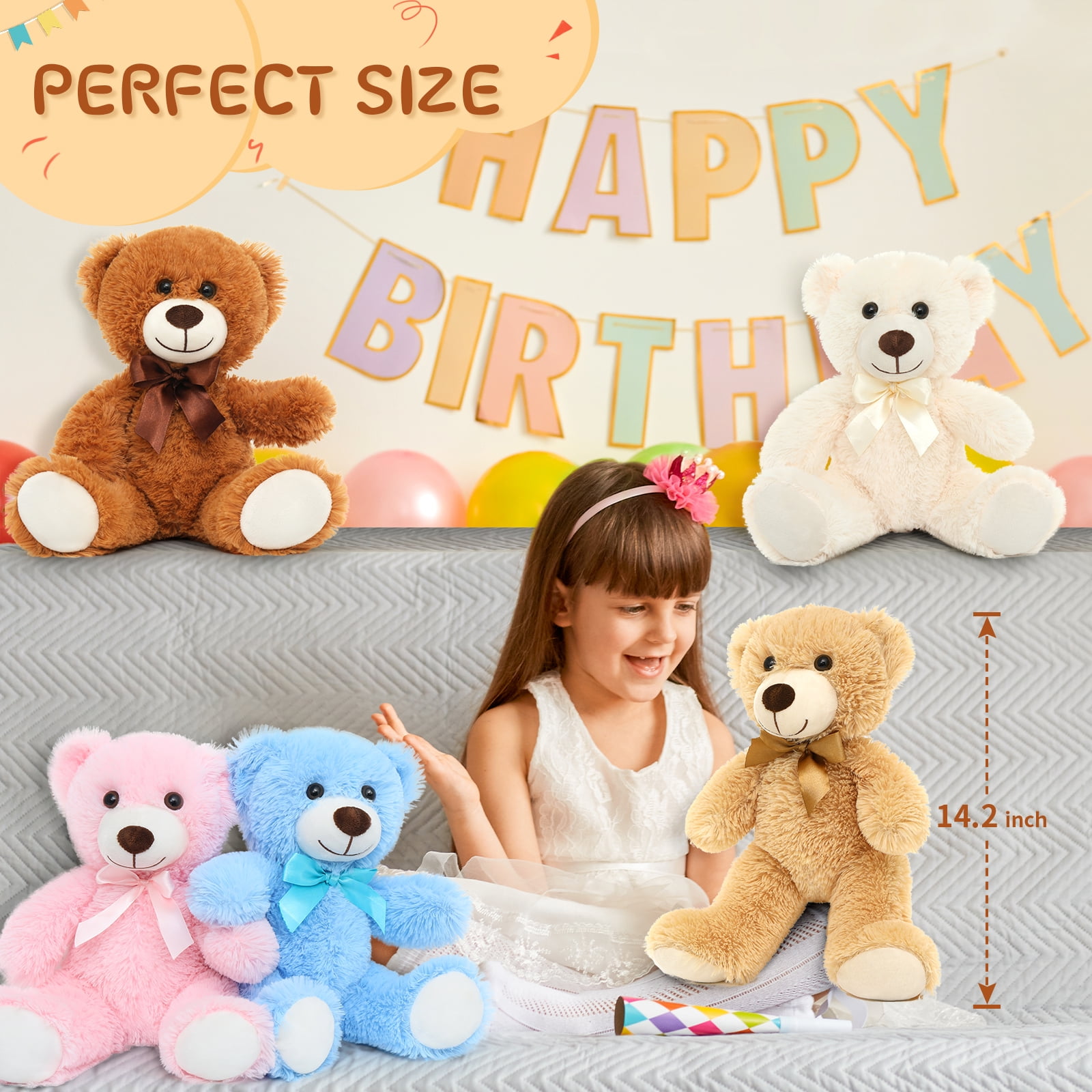 MaoGoLan 9 Packs Teddy Bear 14" Bulk Stuffed Animals Plush Toy