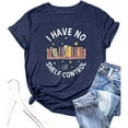 thumbnail image 4 of Plus Size Summer Clothes for Women Ladies Crew Neck Casual Letter Print T Shirt Trendy All Matching Graphic Top For Everyday Wear Short Sleeve Colla Shirts Women Button up Blouses plus Dark Blue M, 4 of 4