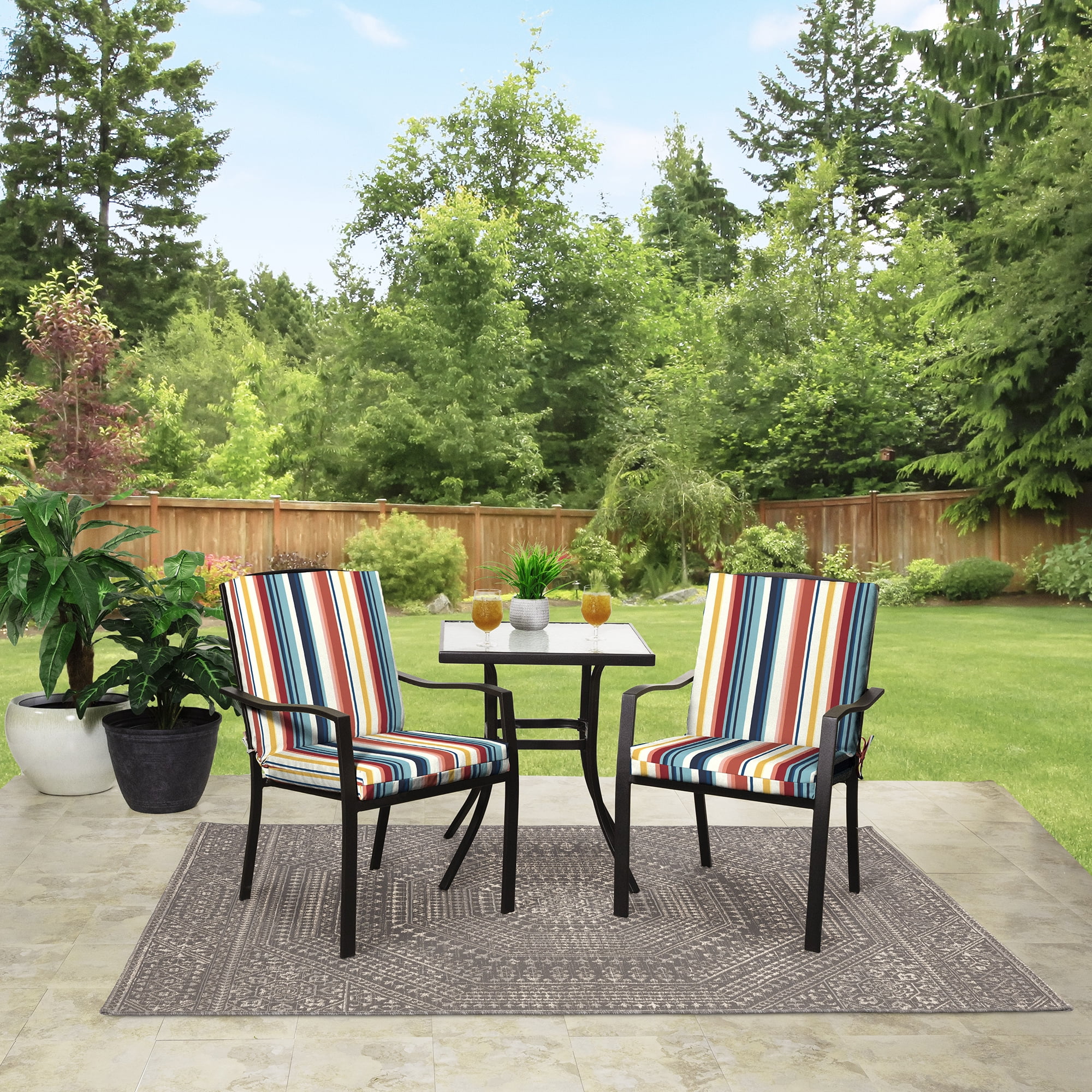 Mainstays 37" L x 19.5" W Modern Multi Stripe 1 Piece Rectangle Outdoor Chair Cushion