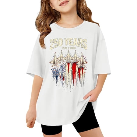 Byoo Teen Girls Oversize T Shirt America s 250th Anniversary Casual Short Sleeve Sporty Tee Shirt Tee Top