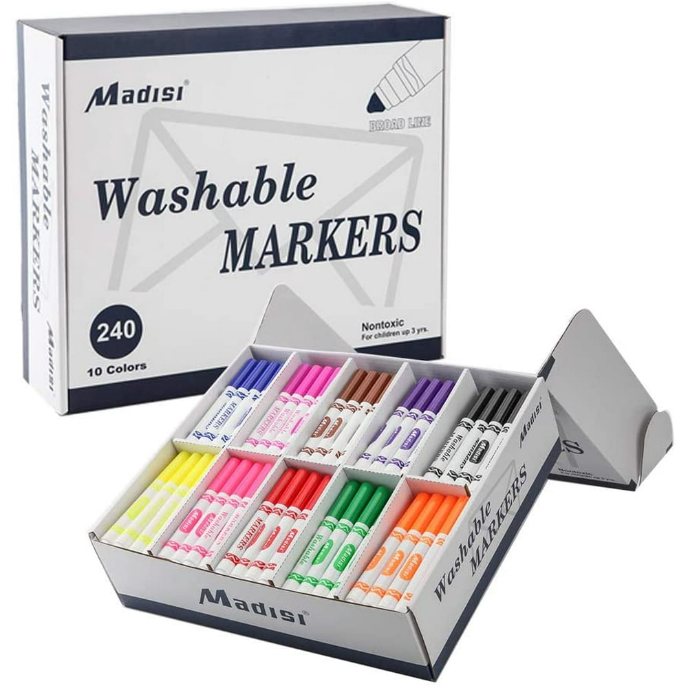 Madisi Washable Markers, Broad Line Markers, Assorted Colors, Classroom