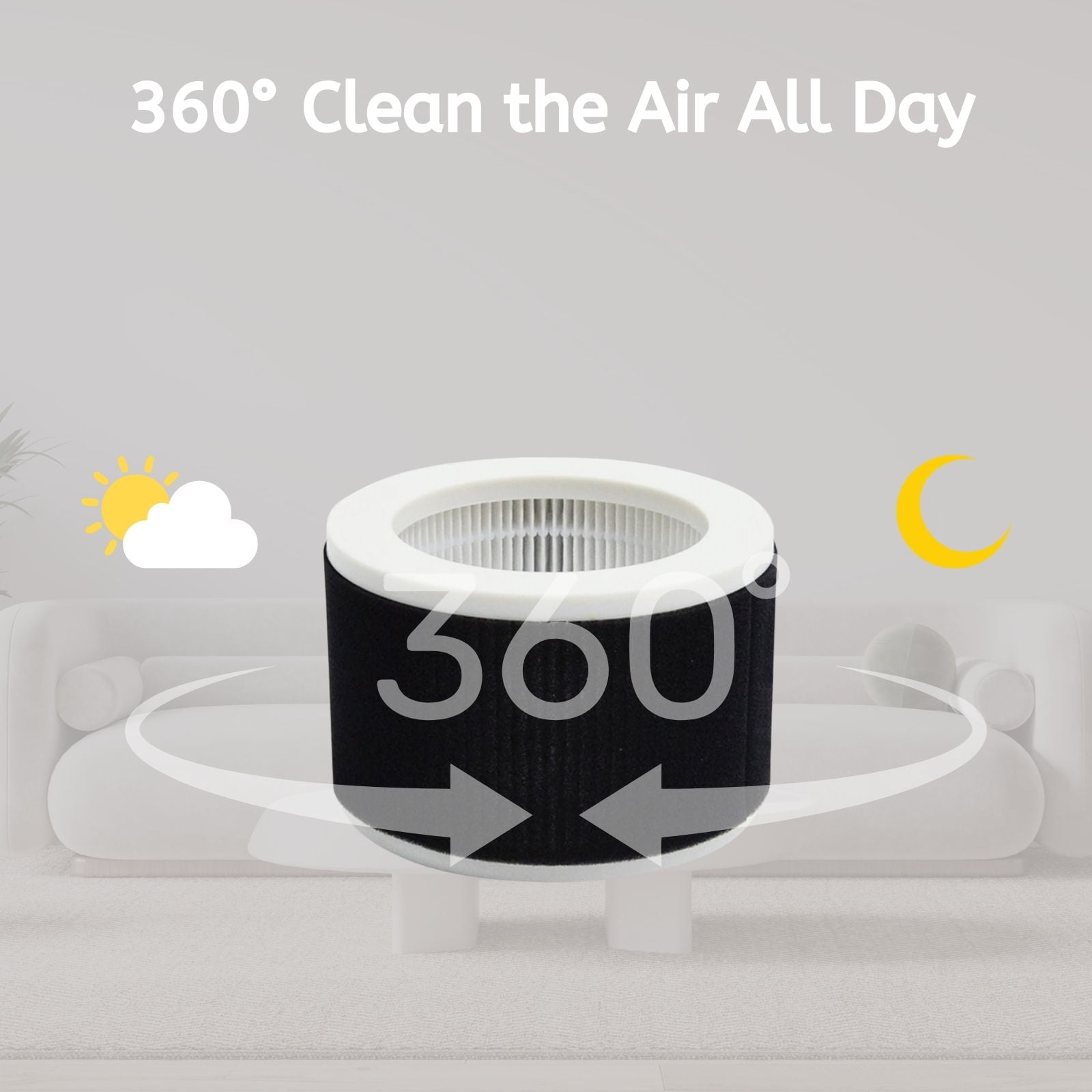 Nispira 3-in-1 True HEPA Replacement Filter Compatible with KOIOS and MOOKA EPI810 Air Cleaner Air Purifier. Odor Eliminator. 3 Stage Filtration. 2 Filters