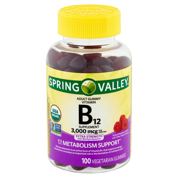 Spring Valley Vitamin B12 Gummy, 3000 mcg, 100 Ct - Walmart.com