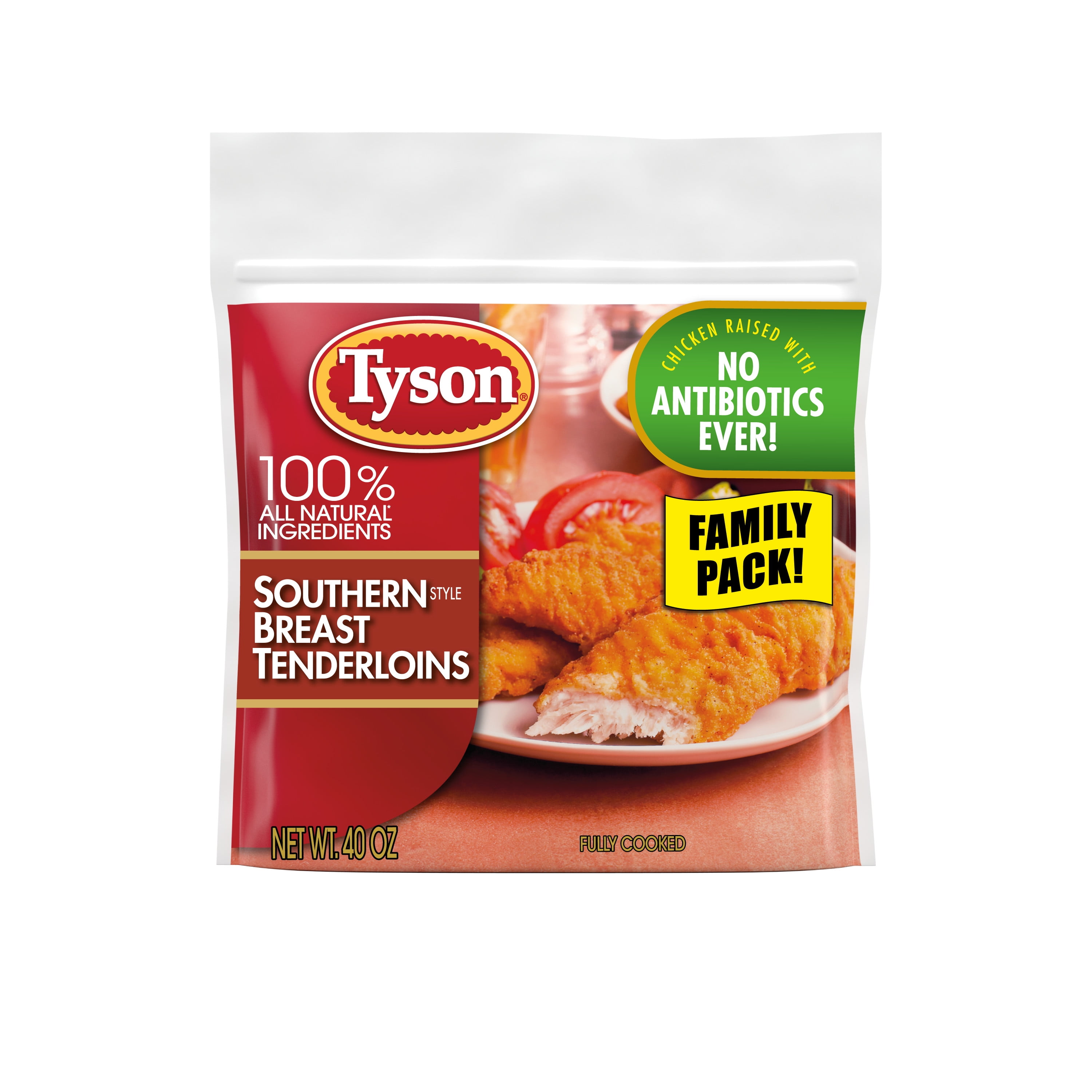 Tyson Fully Cooked and Breaded Southern Style Chicken Breast Tenderloins, 2.5 lb Bag (Frozen)