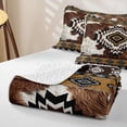 thumbnail image 4 of Homewish Rustic Cattle Hide Twin Quilt Set,Boho Farm Animals Print Twin Coverlet Set,Brown White,2-Piece, 4 of 7