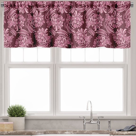 Ambesonne Flowers Valance Pack of 2, Abstract RetroFlora Petals, 42"X12", Dark Magenta Pale Pink