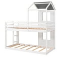 thumbnail image 4 of Bellemave House Bunk Bed, Wood Twin Over Twin Bunk Bed with Roof, Floor Bunk Bed with Ladder for Teen, No Box Spring Needed (Grey+White), 4 of 9