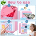thumbnail image 5 of Jokapy ATM Piggy Bank for Kids Girls, Face ID Password Unlocking Electronic Money Bank Machine Toy, Age 3+, Pink, 5 of 11