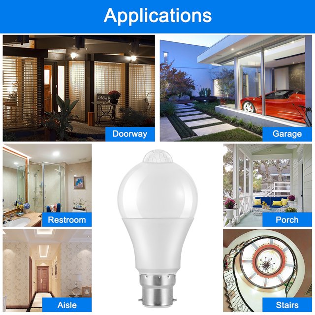 Bombilla Led Sensor De Luz Sensor Pir Detección Automática Bombilla De Lámpara Led De Ahorro De Energía Con Luz Blanca Fría Para Pasillo De Entrada Pasillo 12W E27 Moyic HA027244-05