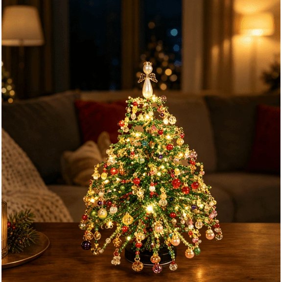 2026 DIY Beaded Christmas Tree Kit – Create Your Own Sparkling Holiday Decoration, Crystal Holiday Craft Set, Desktop Decor, Leisure Craft, Holiday Gift