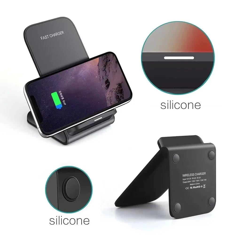 2‑Pack Wireless Fast Charger Stand Dock Cradle Universal Qi Charging Pad Compatible with iPhone Samsung Galaxy Android Phones Desk Mount USB‑C Power Delivery