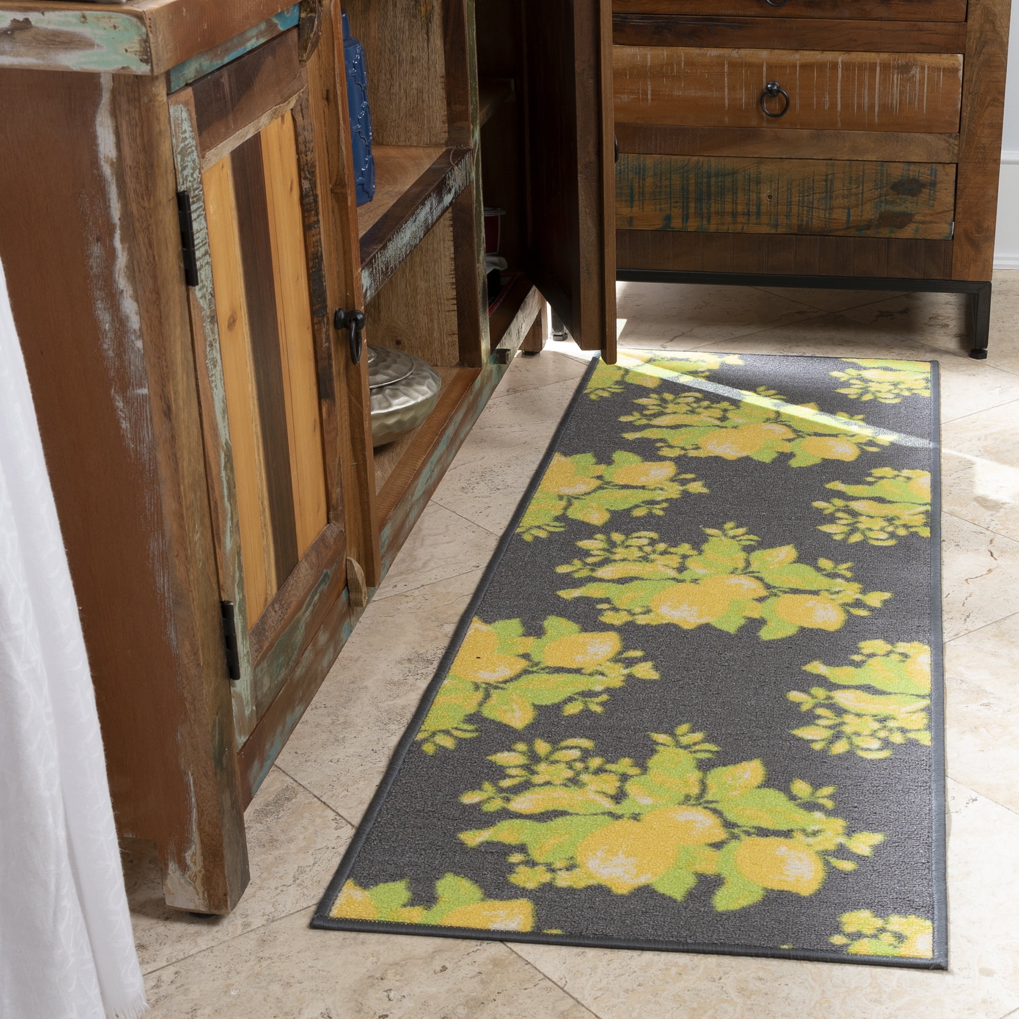 Ottomanson Lemon Collection Contemporary Lemons Design NonSlip Runner