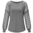 thumbnail image 4 of Pntutb Ladies Tops Womens Round Neck Hollow Out Long Sleeve T Shirt Autumn Solid Blouse, 4 of 5