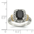 thumbnail image 4 of 14K Two-Tone Gold Ring Band Gemstone Yellow Onyx Cushion Black, 4 of 6
