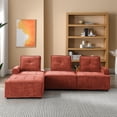 thumbnail image 2 of Aukfa Modern Sectional Sofa, 99" Living Room Modular Couch with Ottoman, Chenille, Red, 2 of 10