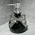 thumbnail image 4 of Luxcidy Ceramic Soap Dispenser Set with Bow, Elegant Hand Lotion Pump Bottles for Kitchen Bathroom, Refillable Liquid Dispenser with Tray, Countertop Decor Organizer (Black), 4 of 6