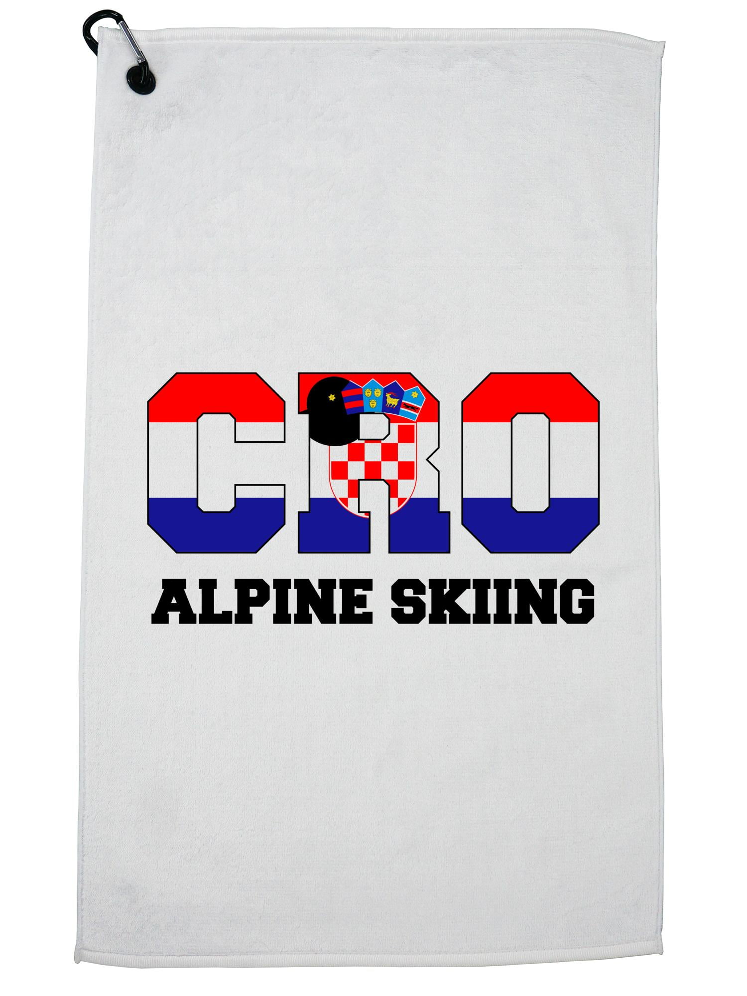 Croatian Alpine Skiing Winter Olympic -CRO Flag Golf Towel with Carabiner Clip by Hollywood Thread