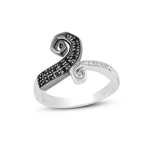 14K White Gold Finish 0.20Ct Lab Created Diamond Nightmare Before Christmas Ring